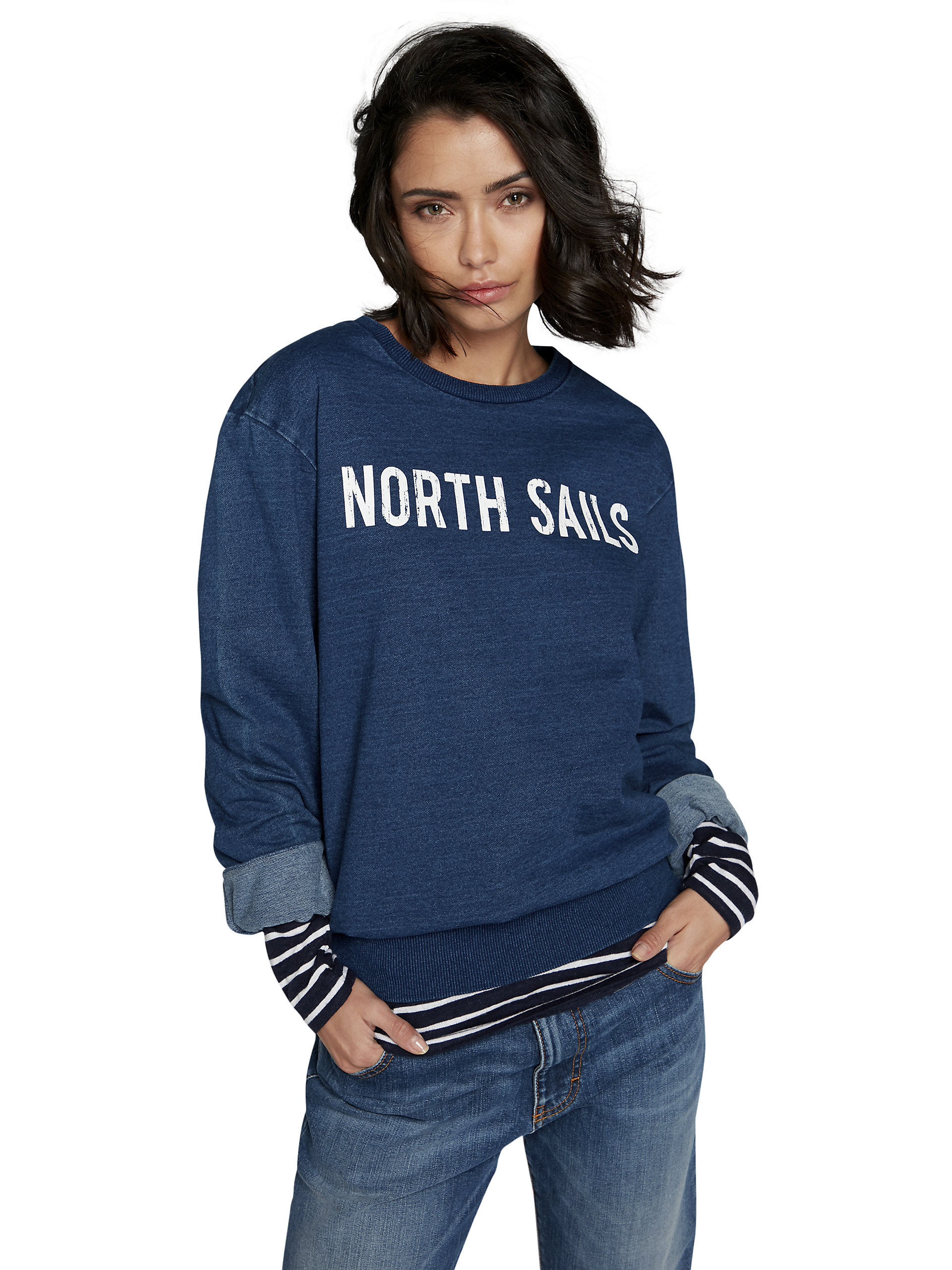 aus Weicher Baumwolle North Sails Herren Indigo-Rundhalsausschnitt-Sweatshirt