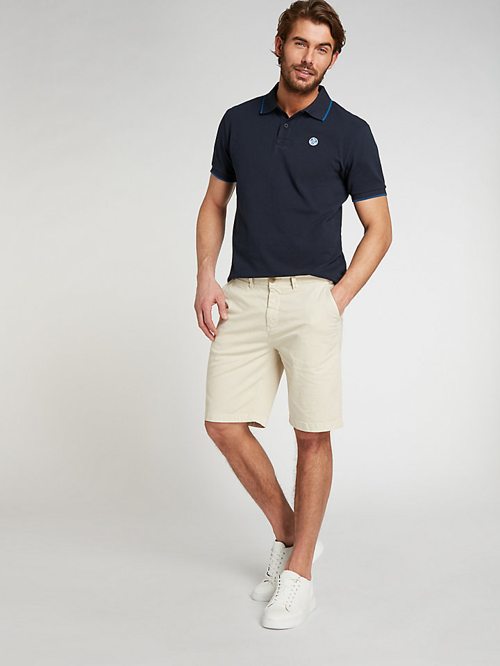 chino shorts and polo shirt