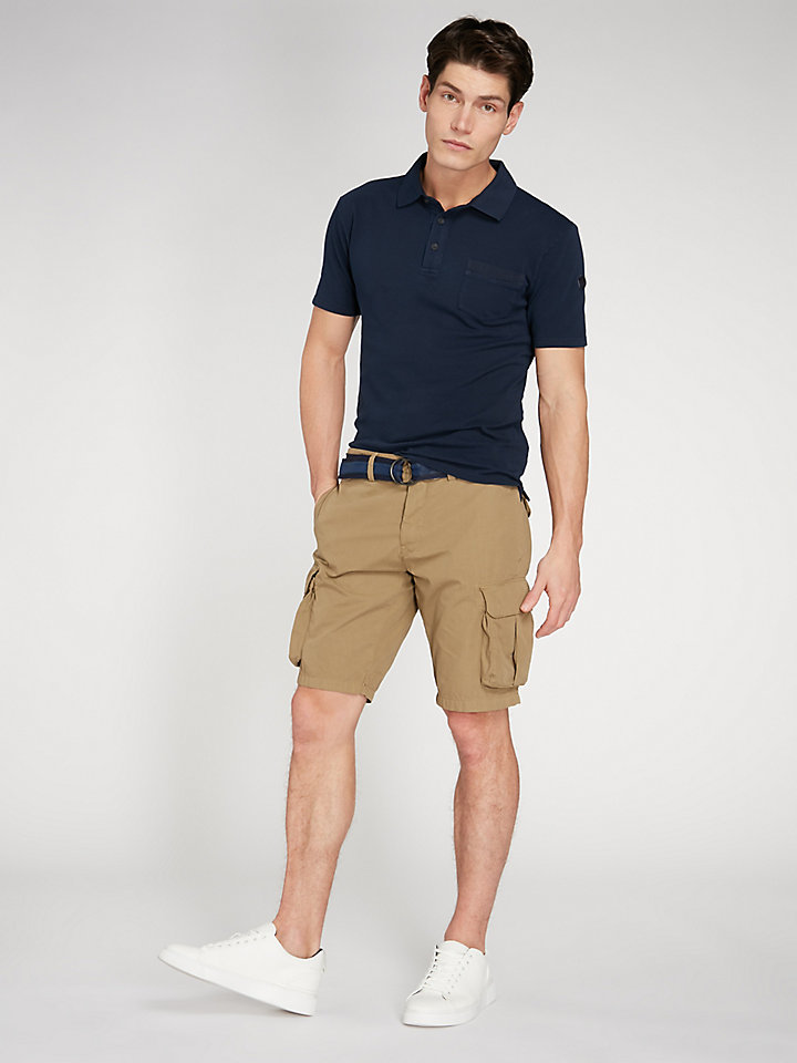 polo and cargo shorts