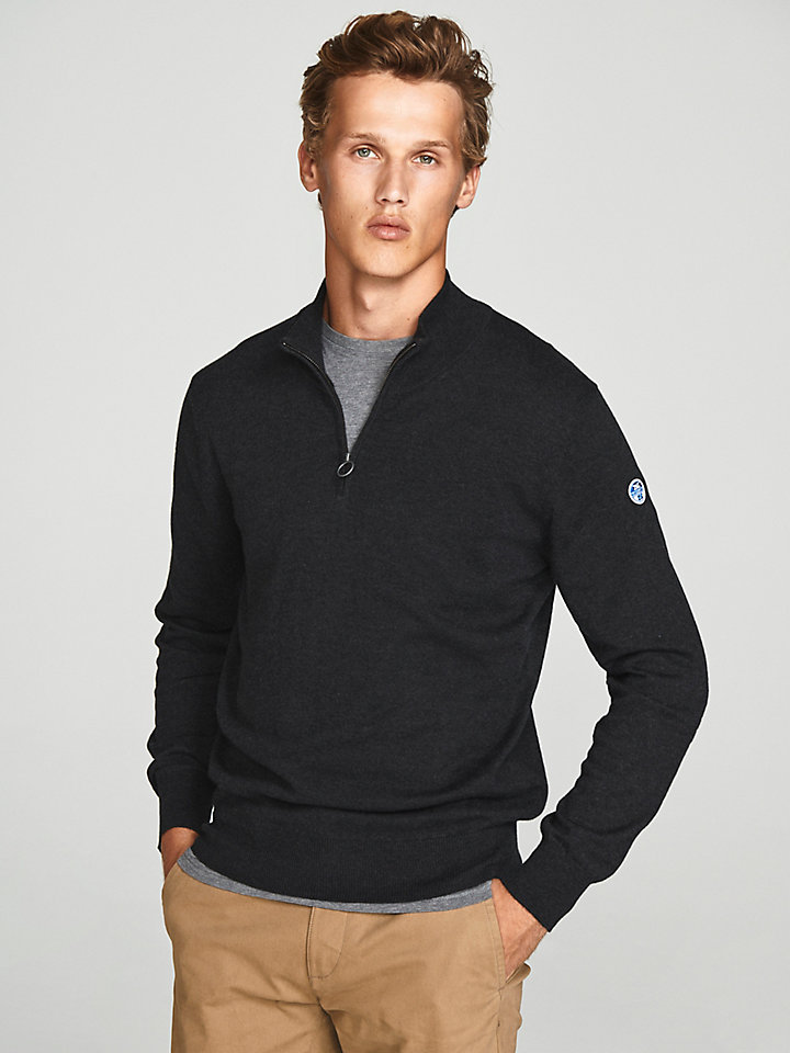 khaki half zip jumper