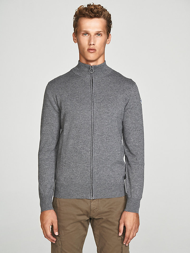 wool zip up cardigan
