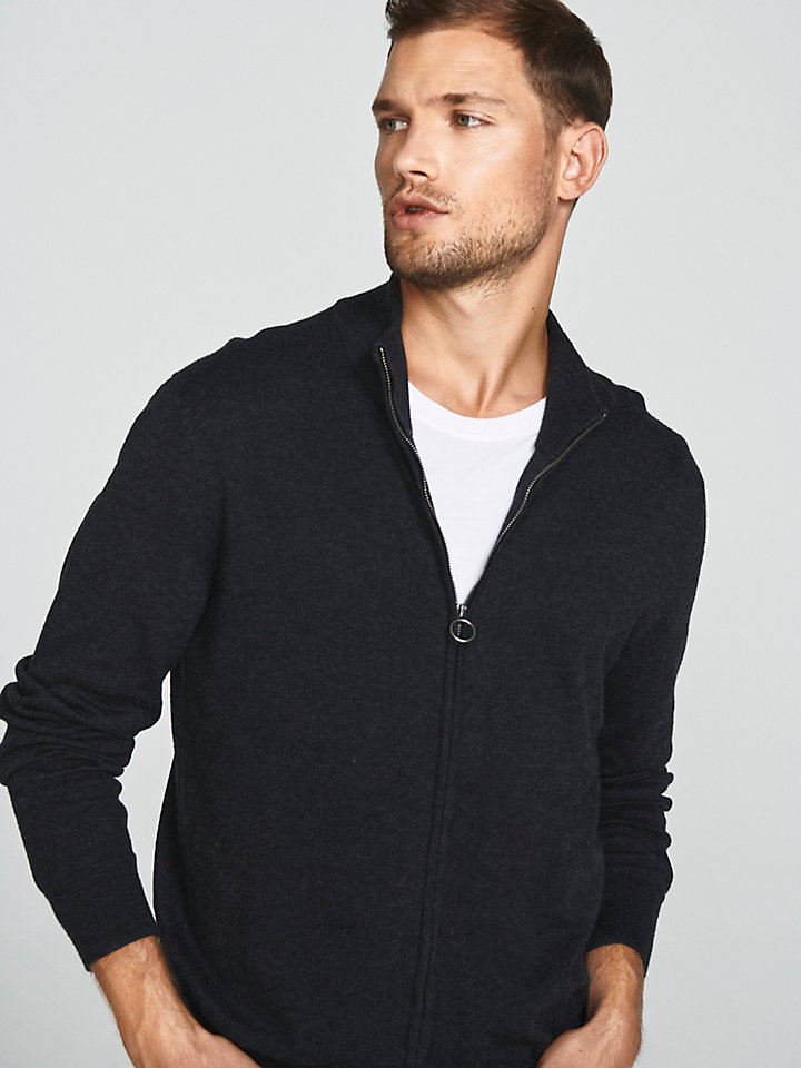 wool zip up cardigan