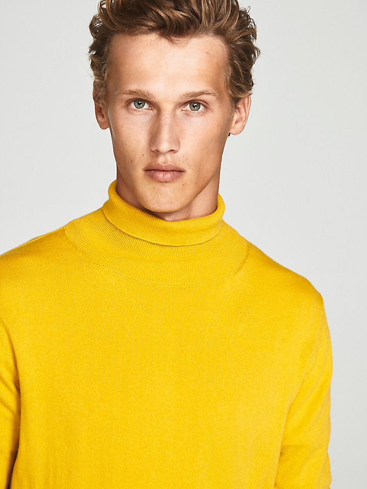 yellow polo neck jumper