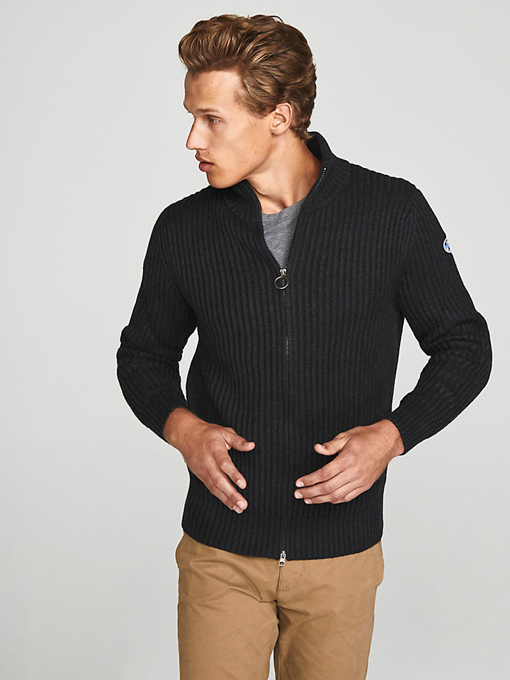 wool zip up cardigan